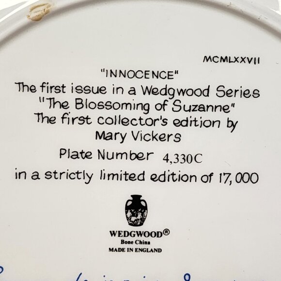 Vintage Mary Vickers Collector Plate "Innocence" England - Picture 3 of 8